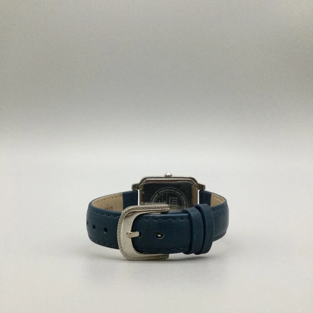 Ecclissi Womens Watch 30mm Blue Dial Sterling Silver Blue Leather New Battery
